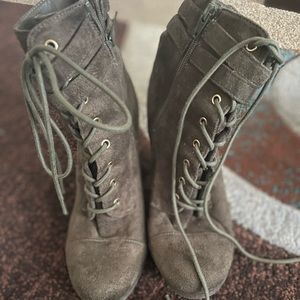 Olive Green Faux Suede booties